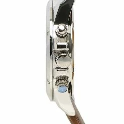 Milliotandco Accessories Javon Silver Leather Strap Watch (Brown)