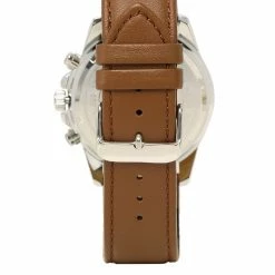 Milliotandco Accessories Javon Silver Leather Strap Watch (Brown)