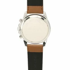 Milliotandco Accessories Javon Silver Leather Strap Watch (Brown)