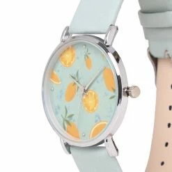 Accessories Manda Baby X Milliot & Co. Silver Leather Strap Watch (Aquamarine)
