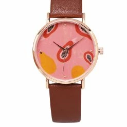 Milliotandco Manda Baby X Milliot & Co. Rose Gold Leather Strap Watch (Salmon)