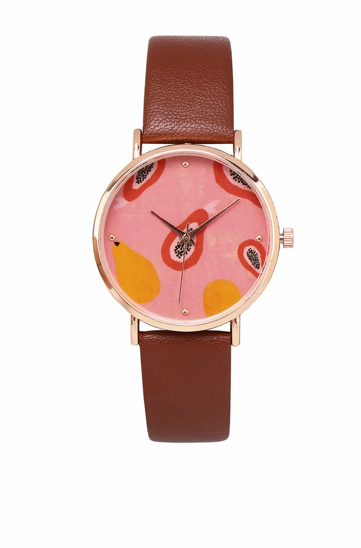 Milliotandco Manda Baby X Milliot & Co. Rose Gold Leather Strap Watch (Salmon)