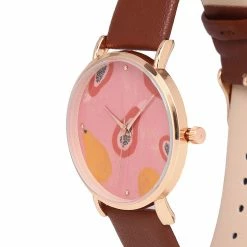 Milliotandco Manda Baby X Milliot & Co. Rose Gold Leather Strap Watch (Salmon)