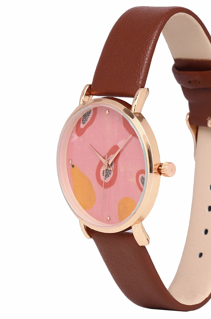 Milliotandco Manda Baby X Milliot & Co. Rose Gold Leather Strap Watch (Salmon)