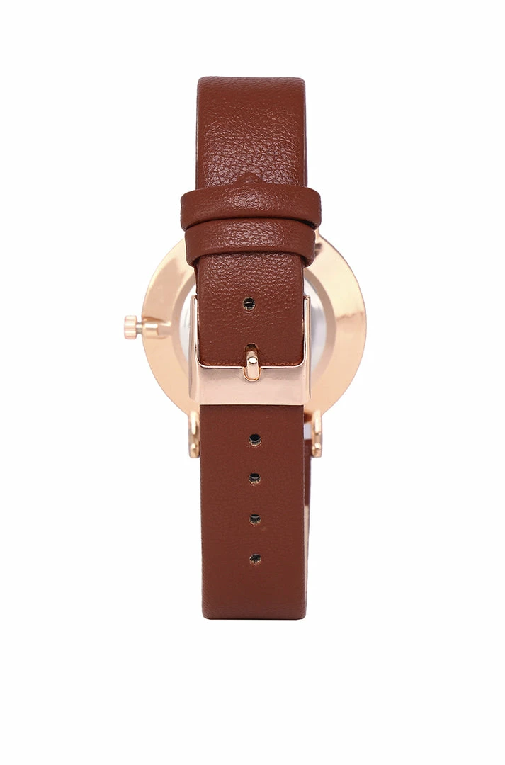 Milliotandco Manda Baby X Milliot & Co. Rose Gold Leather Strap Watch (Salmon)
