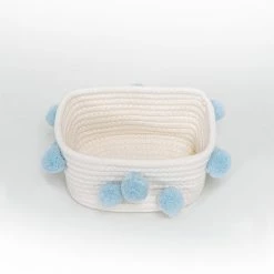 Milliotandco The Home Edit Pom Pom Large Multi Purpose Woven Storage Basket (White)