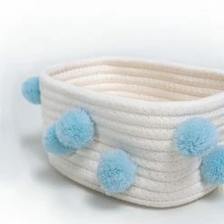 Milliotandco The Home Edit Pom Pom Large Multi Purpose Woven Storage Basket (White)