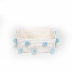 Milliotandco The Home Edit Pom Pom Small Multi Purpose Woven Storage Basket (White)