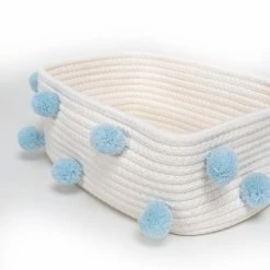 Milliotandco The Home Edit Pom Pom Small Multi Purpose Woven Storage Basket (White)