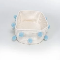 Milliotandco The Home Edit Pom Pom Small Multi Purpose Woven Storage Basket (White)