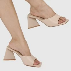 Milliotandco Nurita Harith Hydee Square Toe Heels (Beige)