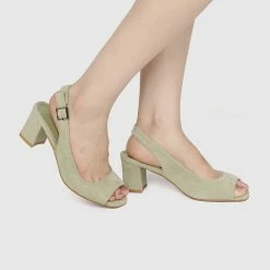 Milliotandco Shoes 24 Karat Square Toe Heels (Dark Sea Green)