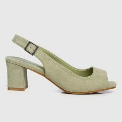 Milliotandco Shoes 24 Karat Square Toe Heels (Dark Sea Green)