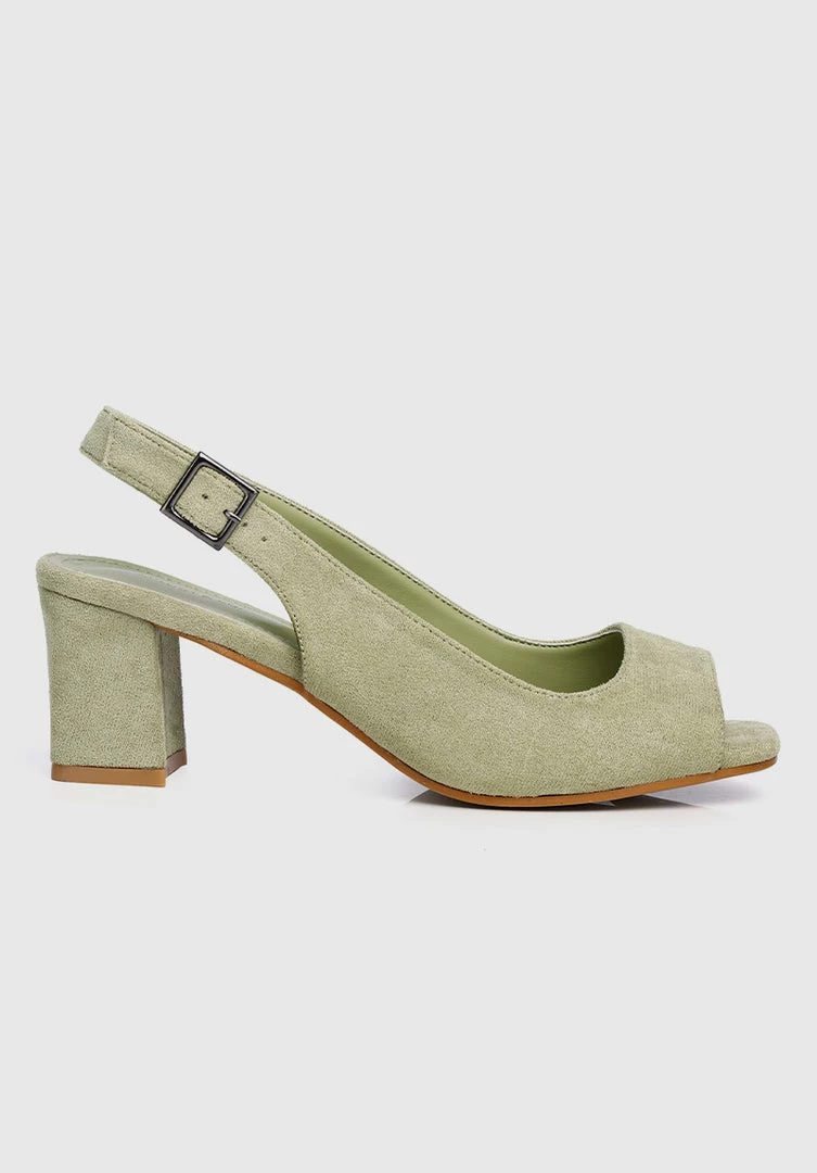 Milliotandco Shoes 24 Karat Square Toe Heels (Dark Sea Green)