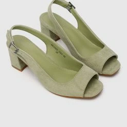 Milliotandco Shoes 24 Karat Square Toe Heels (Dark Sea Green)