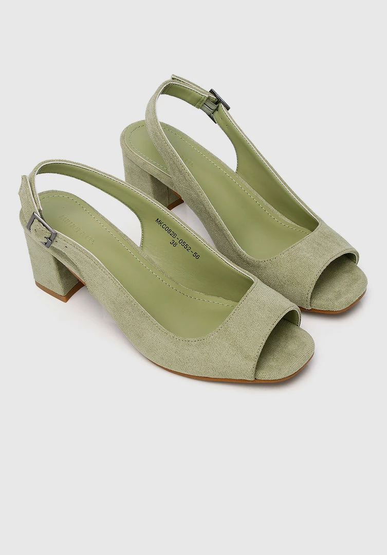 Milliotandco Shoes 24 Karat Square Toe Heels (Dark Sea Green)