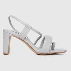 Milliot & Co Shoes Nurita Harith Helda Square Toe Heels (Grey)