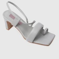 Milliot & Co Shoes Nurita Harith Helda Square Toe Heels (Grey)