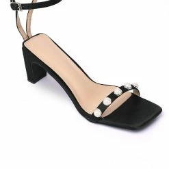 Milliotandco Dara Square Toe Heel Shoes (Black)