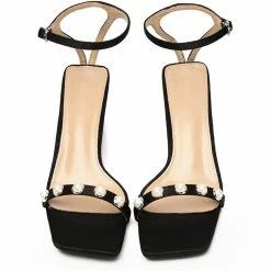 Milliotandco Dara Square Toe Heel Shoes (Black)