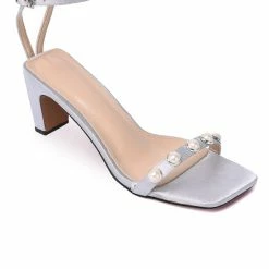 Milliotandco Dara Square Toe Heel Shoes (Silver)