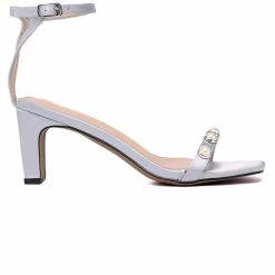 Milliotandco Dara Square Toe Heel Shoes (Silver)