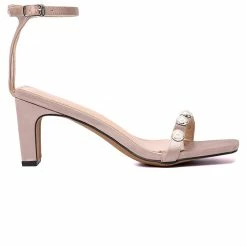 Milliotandco Dara Square Toe Heel Shoes (Beige)