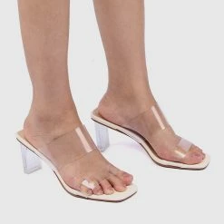 Milliotandco Shoes Cinderella Square Toe Heels (White)