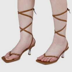 Milliotandco Shoes First Date Thong Heels (Brown)