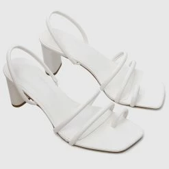 Milliotandco Hero Square Toe Heels (White) Shoes