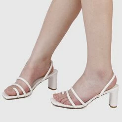 Milliotandco Hero Square Toe Heels (White) Shoes