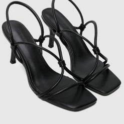 Milliotandco Shoes Edgy Open Toe Heels - Black