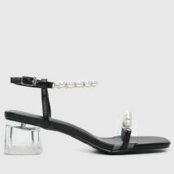 Milliotandco Shoes Pearly Pearl Open Toe Heels (Black)