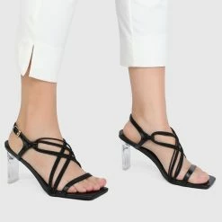 Milliotandco Shoes Christa Open Toe Heels (Black)