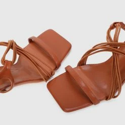 Milliot & Co Shoes Christa Open Toe Heels (Russet)