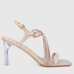 Milliot & Co Shoes Christa Open Toe Heels (Blanched Almond)