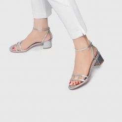 Milliotandco Dalilah Open Toe Heels (Silver) Shoes