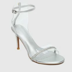 Milliotandco Earth Edit Clarice Open Toe Heels (Silver) Shoes