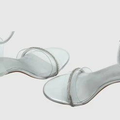 Milliotandco Earth Edit Clarice Open Toe Heels (Silver) Shoes