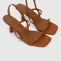 Milliotandco Stunner Open Toe Heels (Dark Orange) Shoes