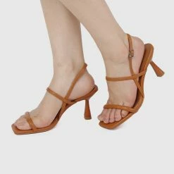 Milliotandco Stunner Open Toe Heels (Dark Orange) Shoes
