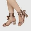 Milliotandco Shoes Disney Belle Spell Breaker Ribbon Tie Satin Heels Open Toe Heels (Coffee)