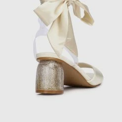 Milliotandco Disney Belle Spell Breaker Ribbon Tie Satin Heels Open Toe Heels (Cornsilk) Shoes