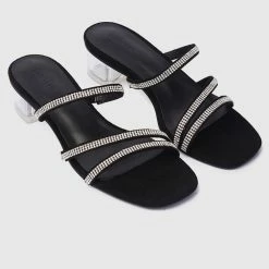 Milliotandco Shoes Fancy Open Toe Heels (Black)