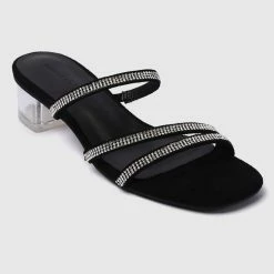 Milliotandco Shoes Fancy Open Toe Heels (Black)