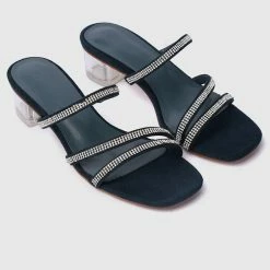 Milliotandco Shoes Fancy Open Toe Heels (Navy)