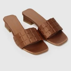 Milliot & Co Pretty Please Open Toe Heels (Brown) Shoes