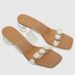 Milliotandco Shoes All About Bling Open Toe Heels (Brown)