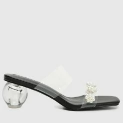 Milliotandco All About Bling Open Toe Heels (Black)