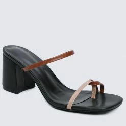 Milliot & Co Alene Open Toe Heels (Black)